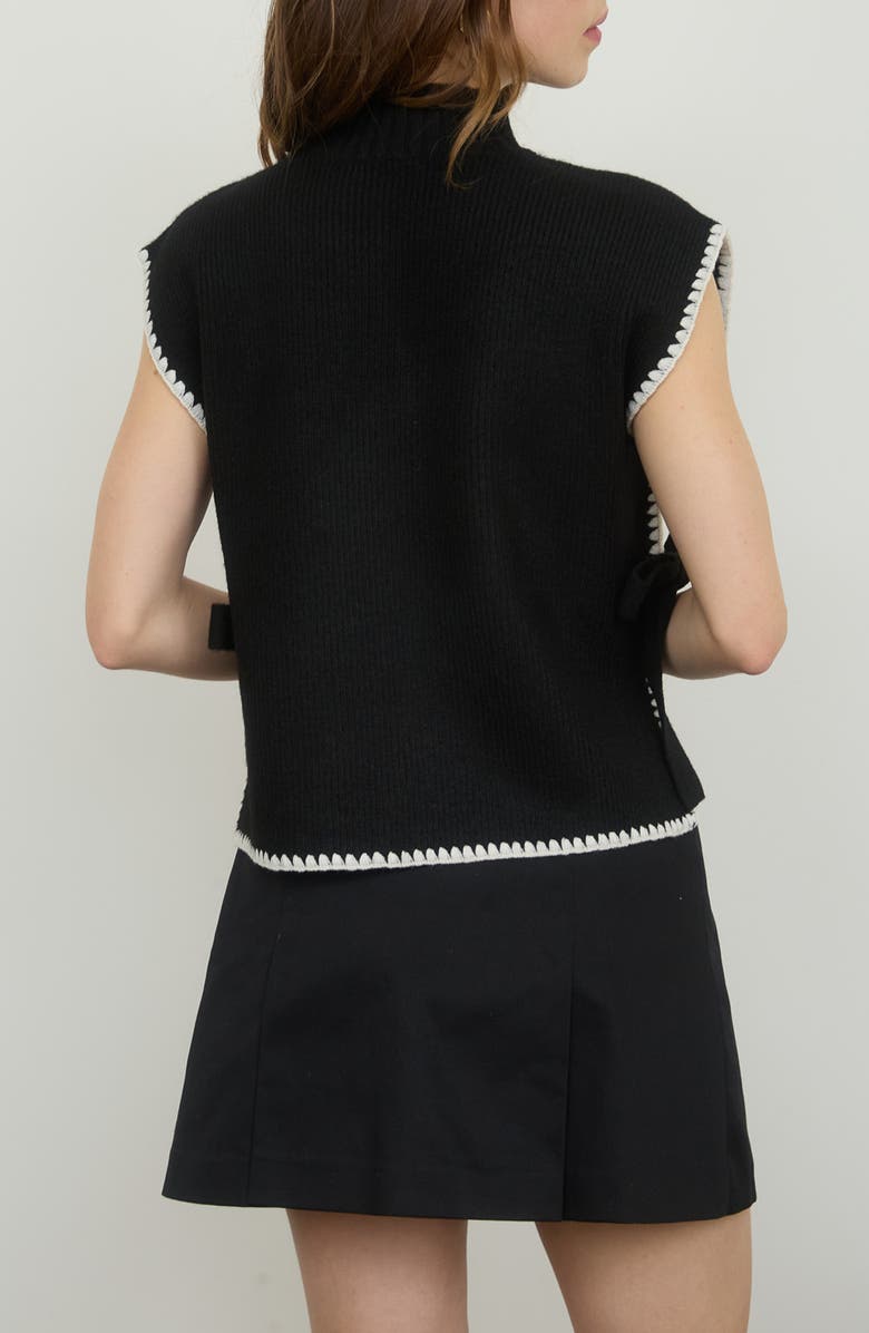 Blu Pepper Side Bow Cap Sleeve Sweater, Alternate, color, Black