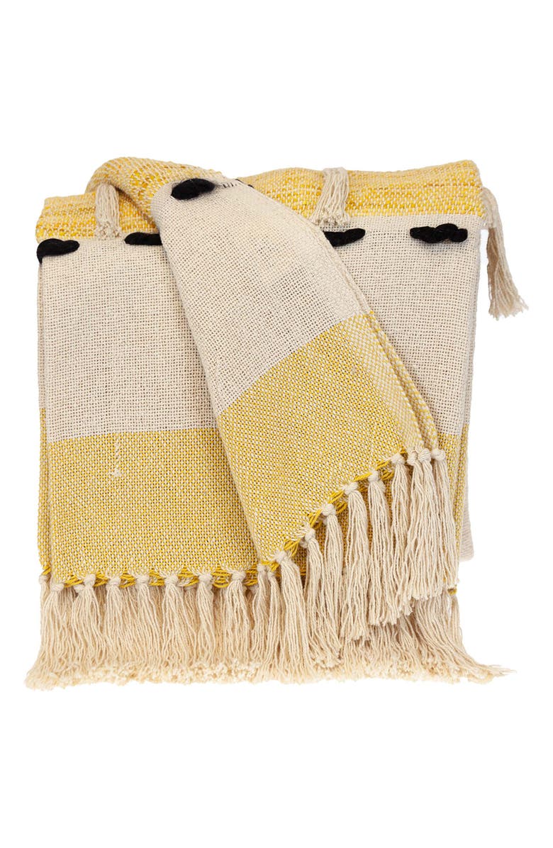 PARKLAND COLLECTION Inca Fringe Throw Blanket, Main, color, Yellow