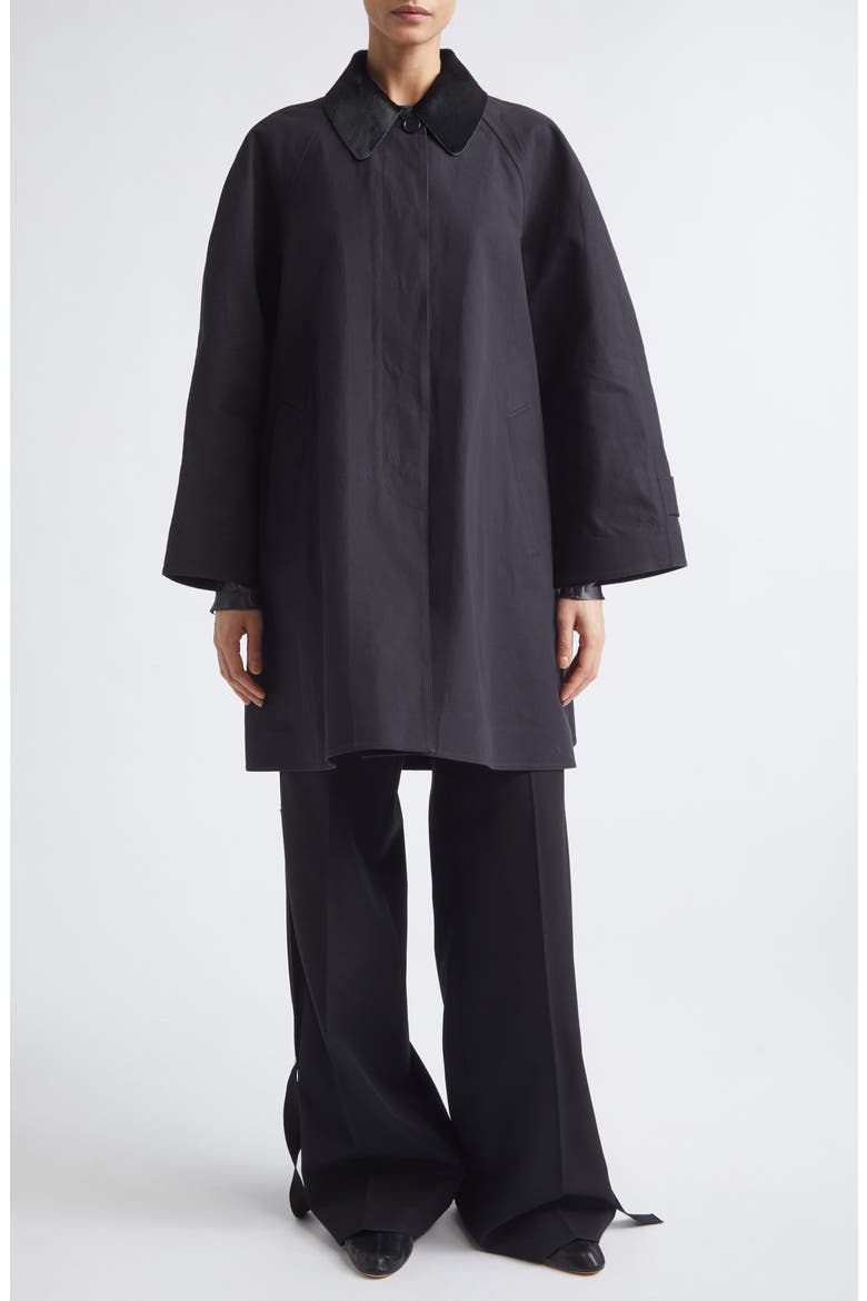 Agnes Linen & Cotton Car Coat, Main, color, BLACK