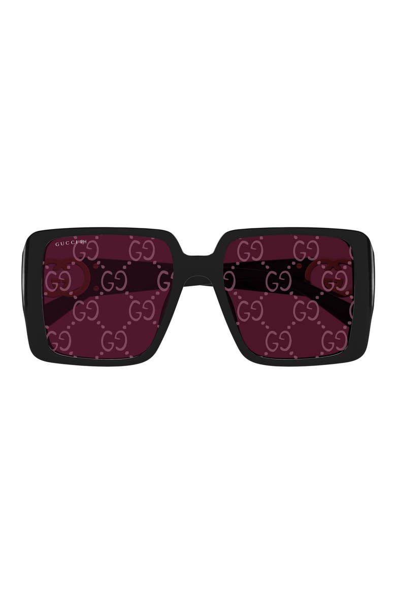 54mm Square Sunglasses, Alternate, color, BLACK