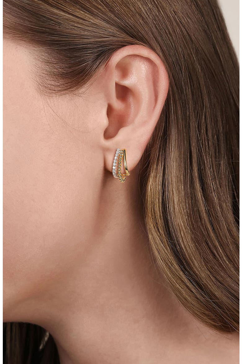 Bujukan Beaded Layered J-Hoop Earrings, Alternate, color, TWO TONE
