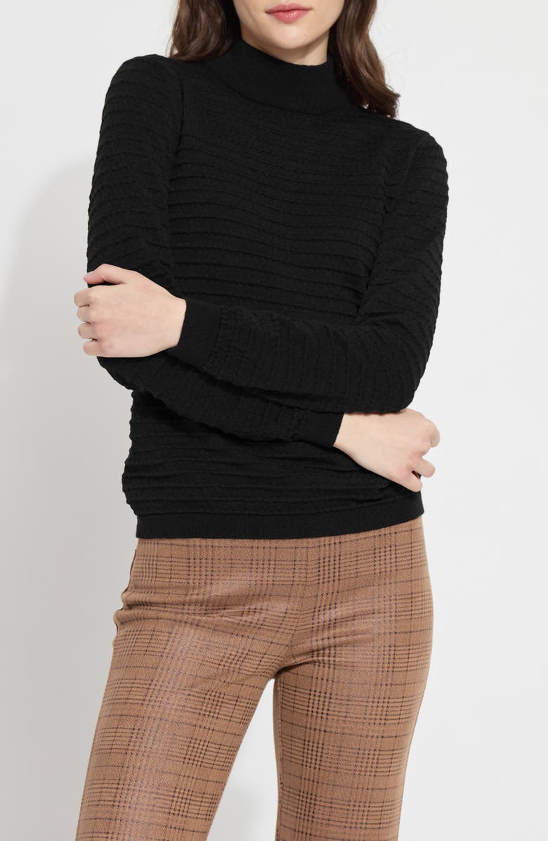 Lysse Smocked Mock Neck Sweater, Alternate, color, Black