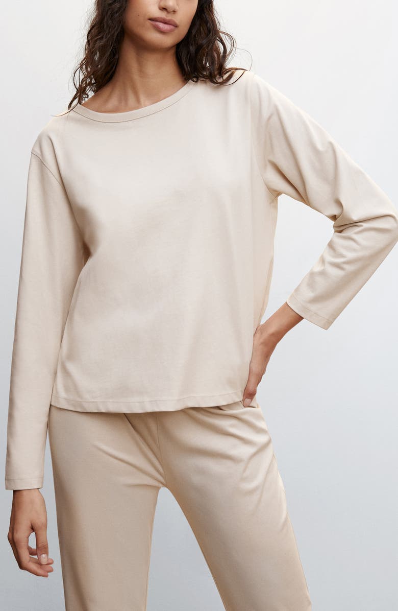 MANGO Cotton Knit Drawstring Pants, Alternate, color,