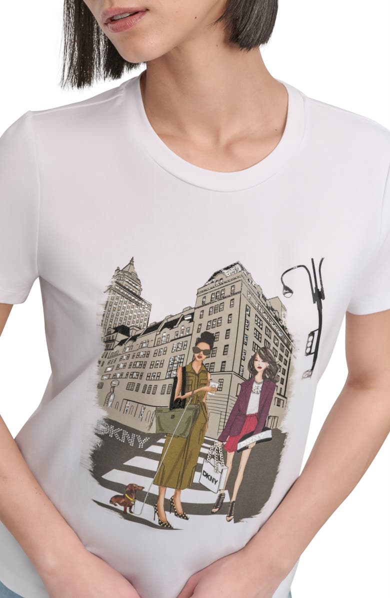 DKNY 5th Avenue Graphic T-Shirt, Alternate, color, White
