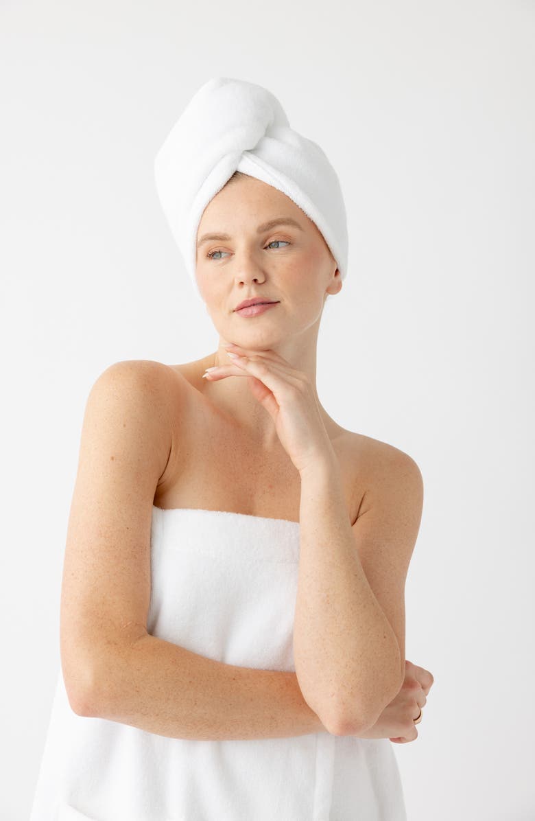 Cozy Earth Luxe Hair Towel, Alternate, color, White