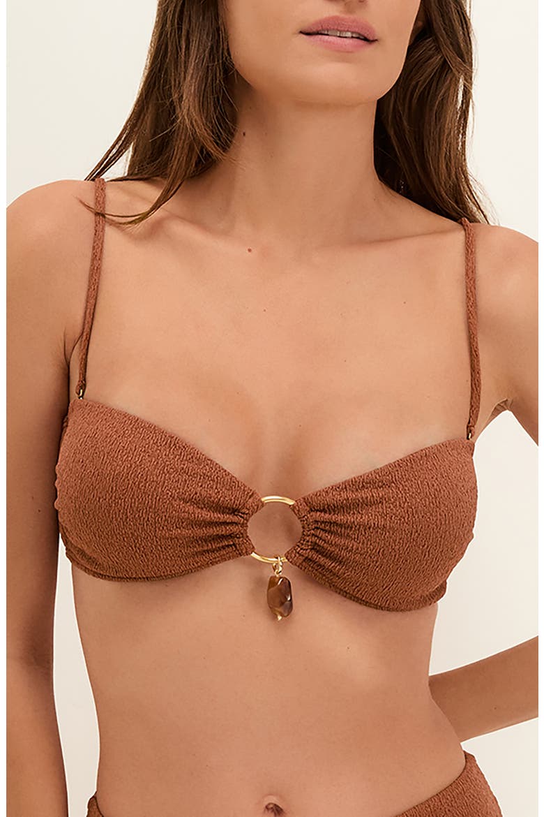 Firenze Olivia Bandeau Bikini Top, Alternate, color, BROWN