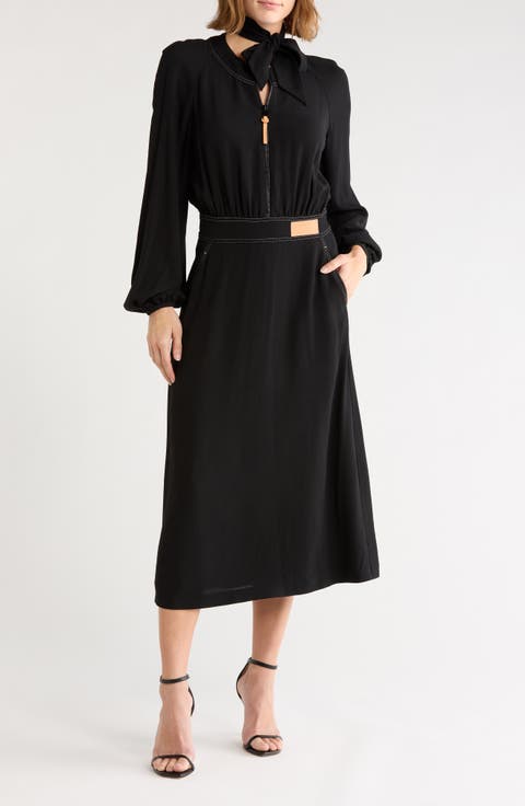 Long Sleeve Pleated Dress