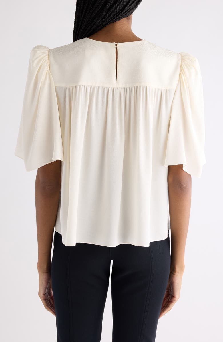 Chloé Organic Silk Jacquard Popover Top, Alternate, color, Coconut Milk