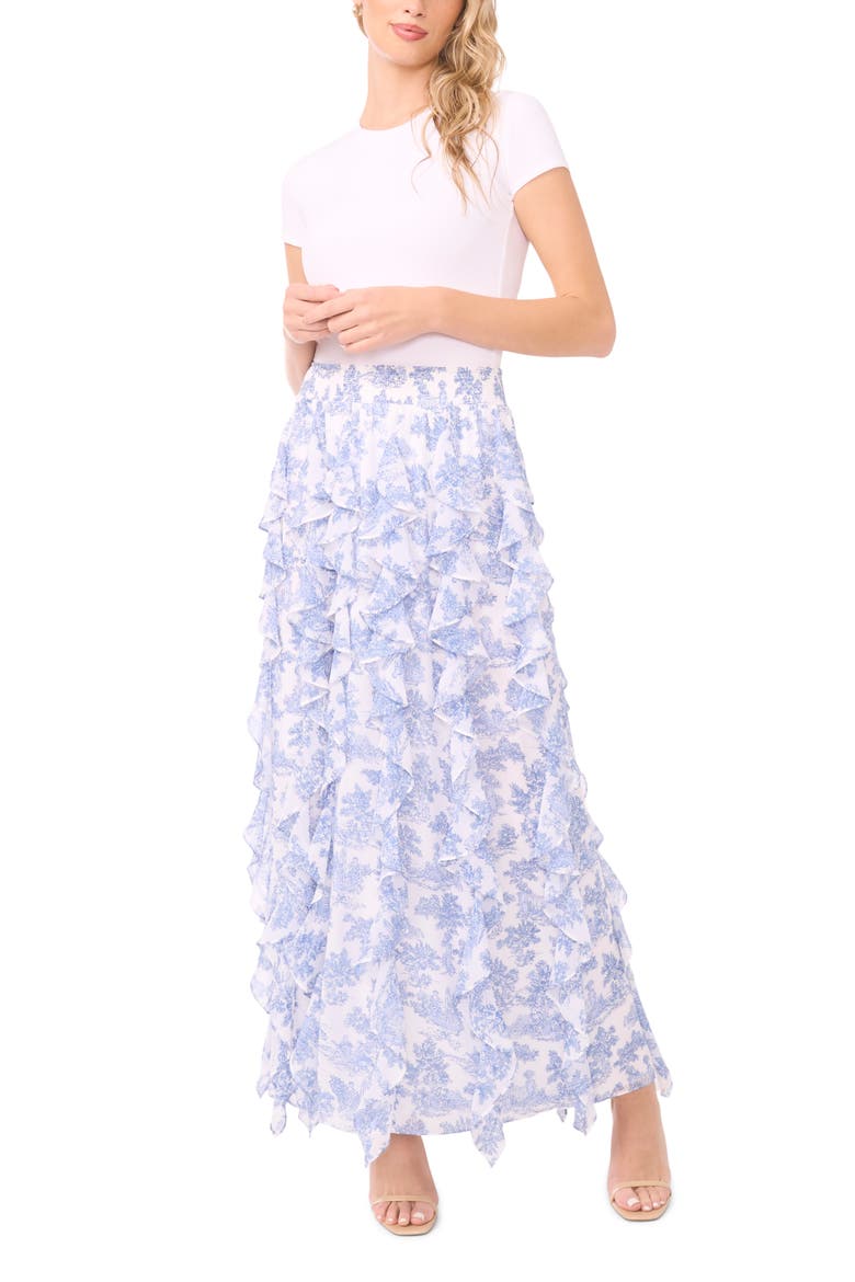 Toile Corkscrew Ruffle Maxi Skirt, Alternate, color, BLUE DENIM