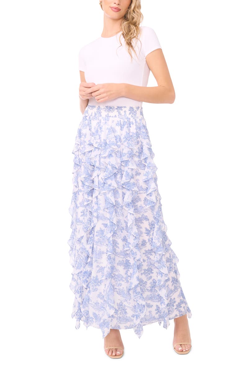 1.STATE Toile Corkscrew Ruffle Maxi Skirt, Alternate, color, Blue Denim