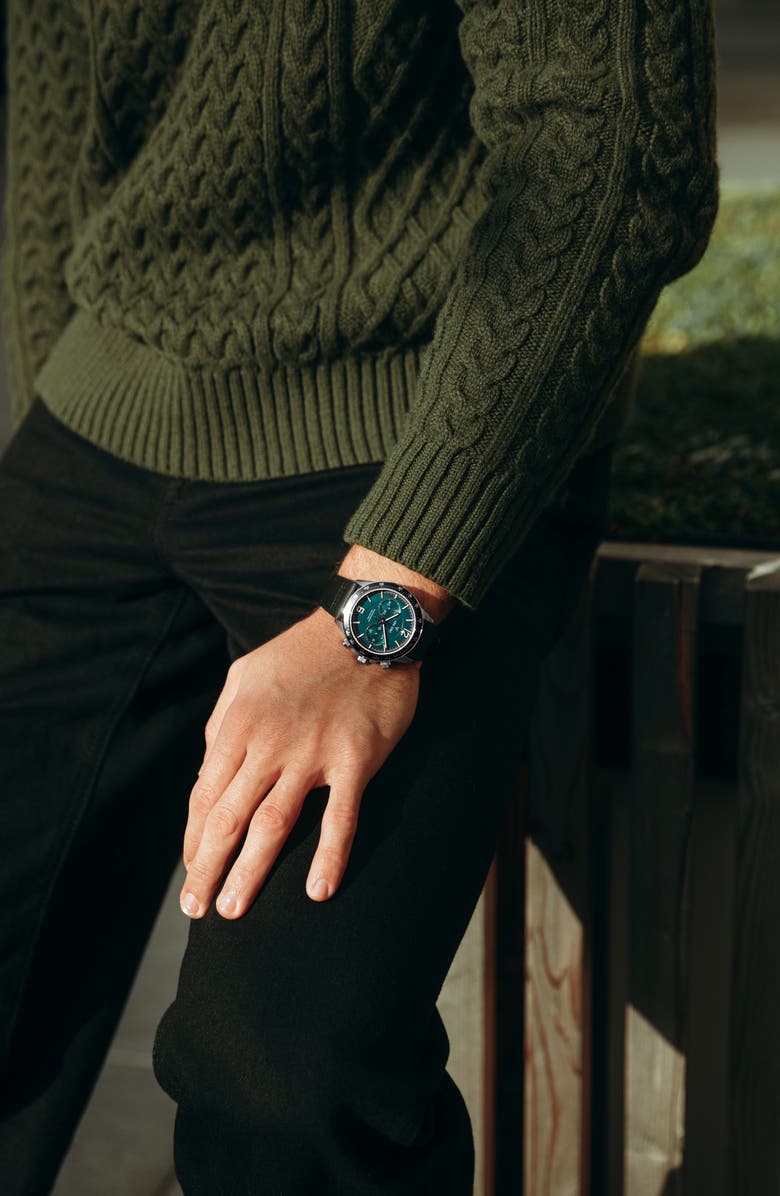 Vincero The Quantum Capsule Apex Pine Chronograph Leather Strap Watch, 42mm, Alternate, color,