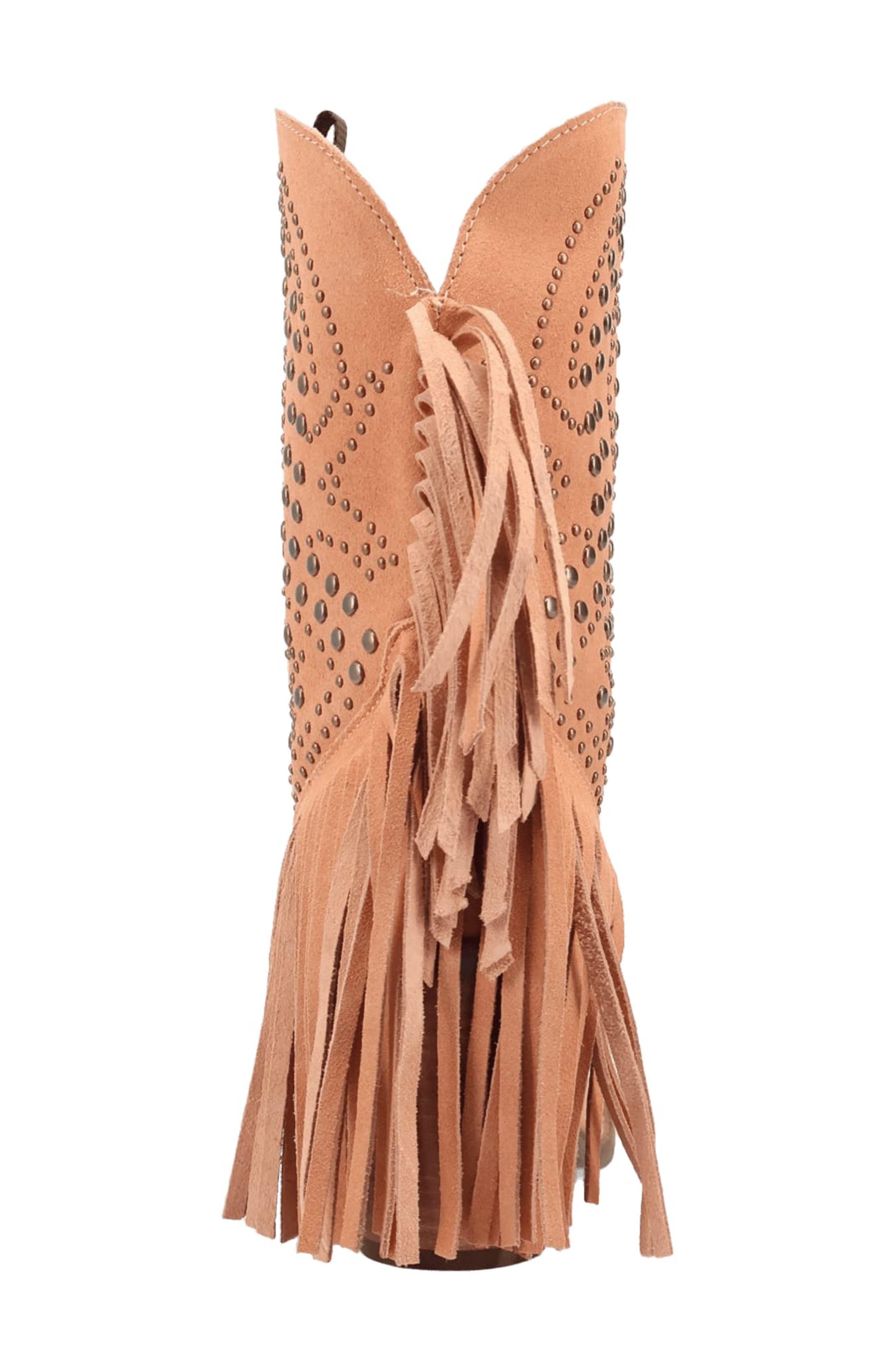 Star Power Fringe & Stud Western Boot, Alternate, color, PEACH