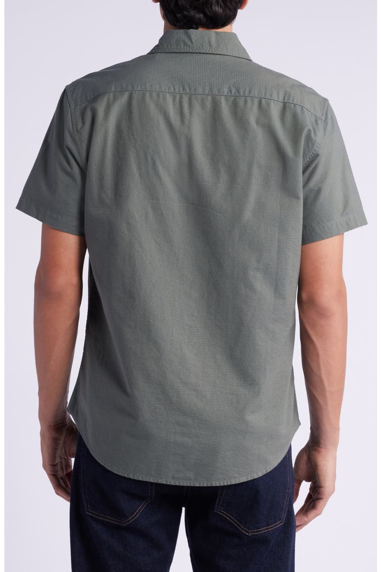 Riviera Solid Short Sleeve Button-Up Shirt, Alternate, color, SOLID OXFORD GREEN