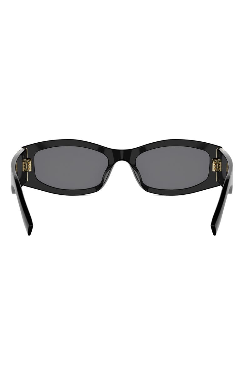 Fendi Forever Fendi 54mm Rectangular Sunglasses, Alternate, color, Shiny Black / Smoke