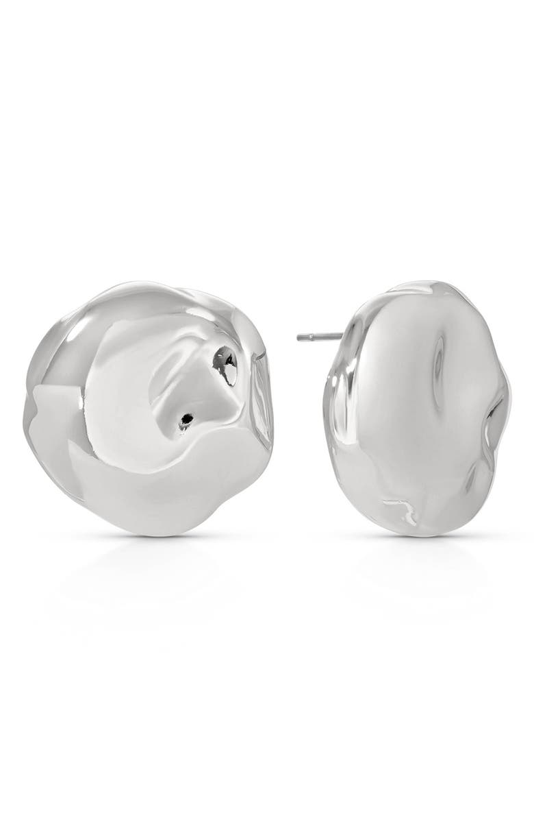 Ettika Molten Spheres Large Stud Earrings, Main, color, Silver