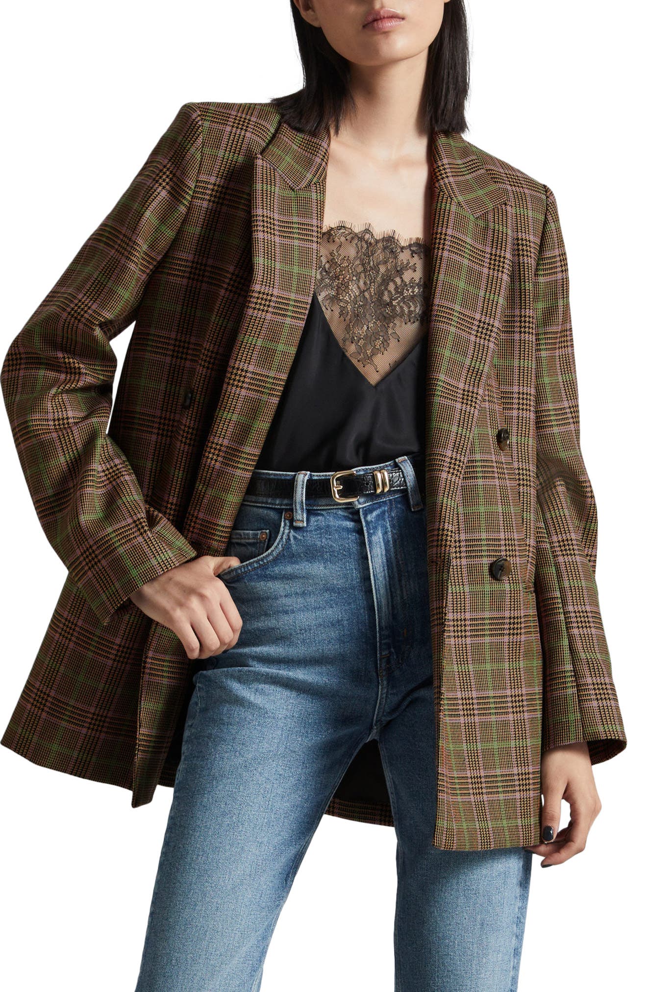 Plaid Oversize Wool Blazer