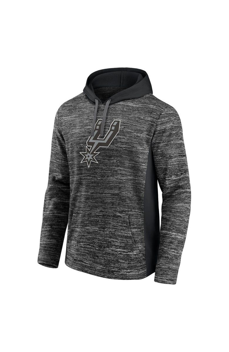 FANATICS Men's Fanatics Branded Heathered Charcoal/Black San Antonio Spurs Instant Replay Colorblocked Pullover Hoodie, Alternate, color, 