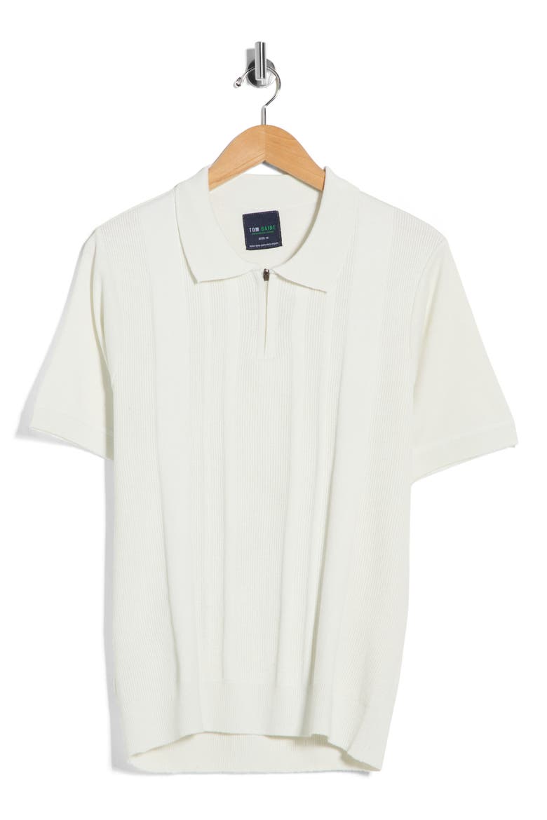 Half Zip Knit Polo Sweater, Alternate, color, WHITE