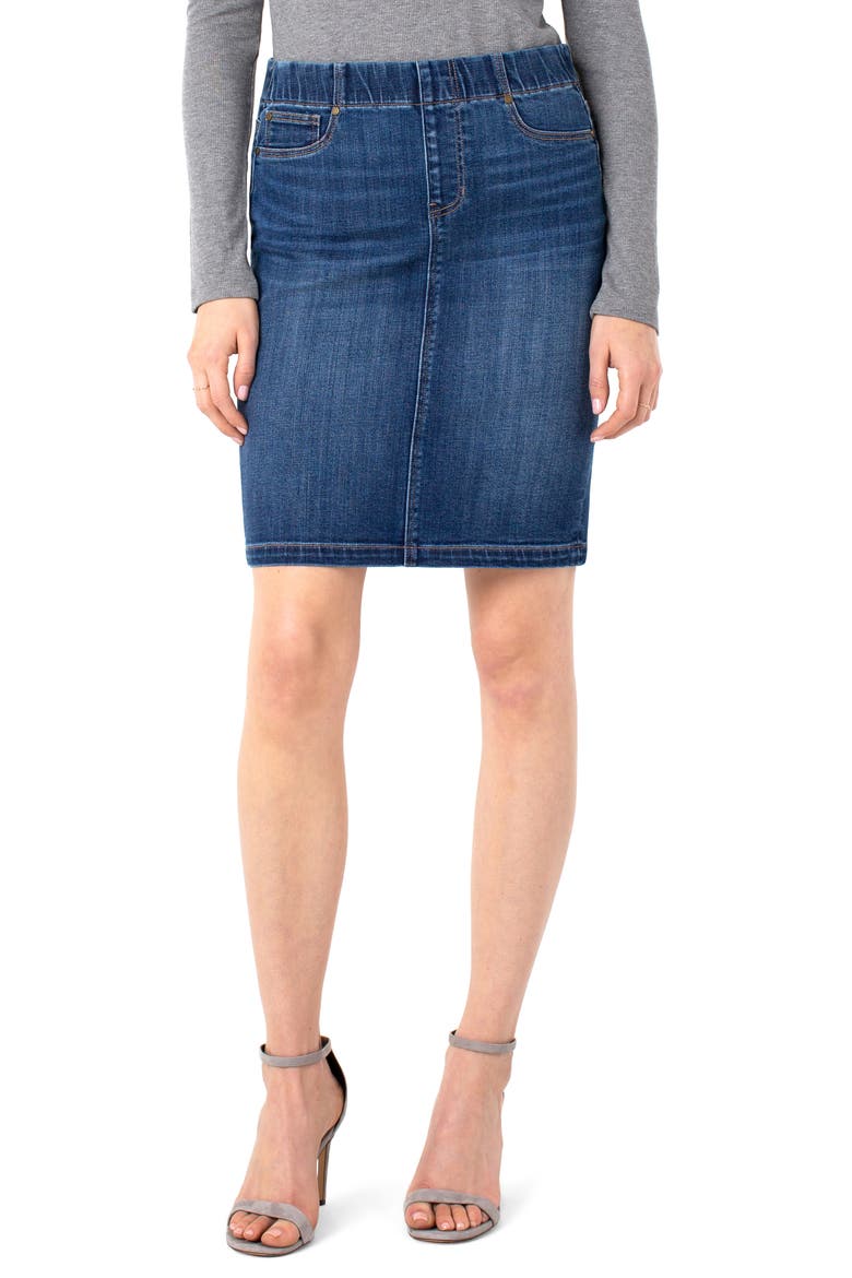 Chloe Denim Pencil Skirt, Main, color, CARTERSVILLE