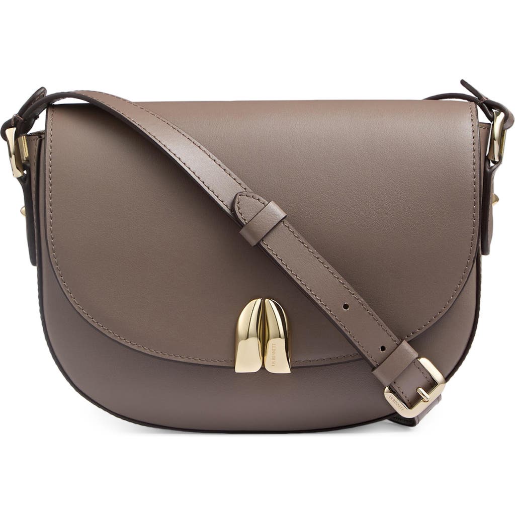 Lk Bennett Jodie Oloid Leather Crossbody Bag In Taupe