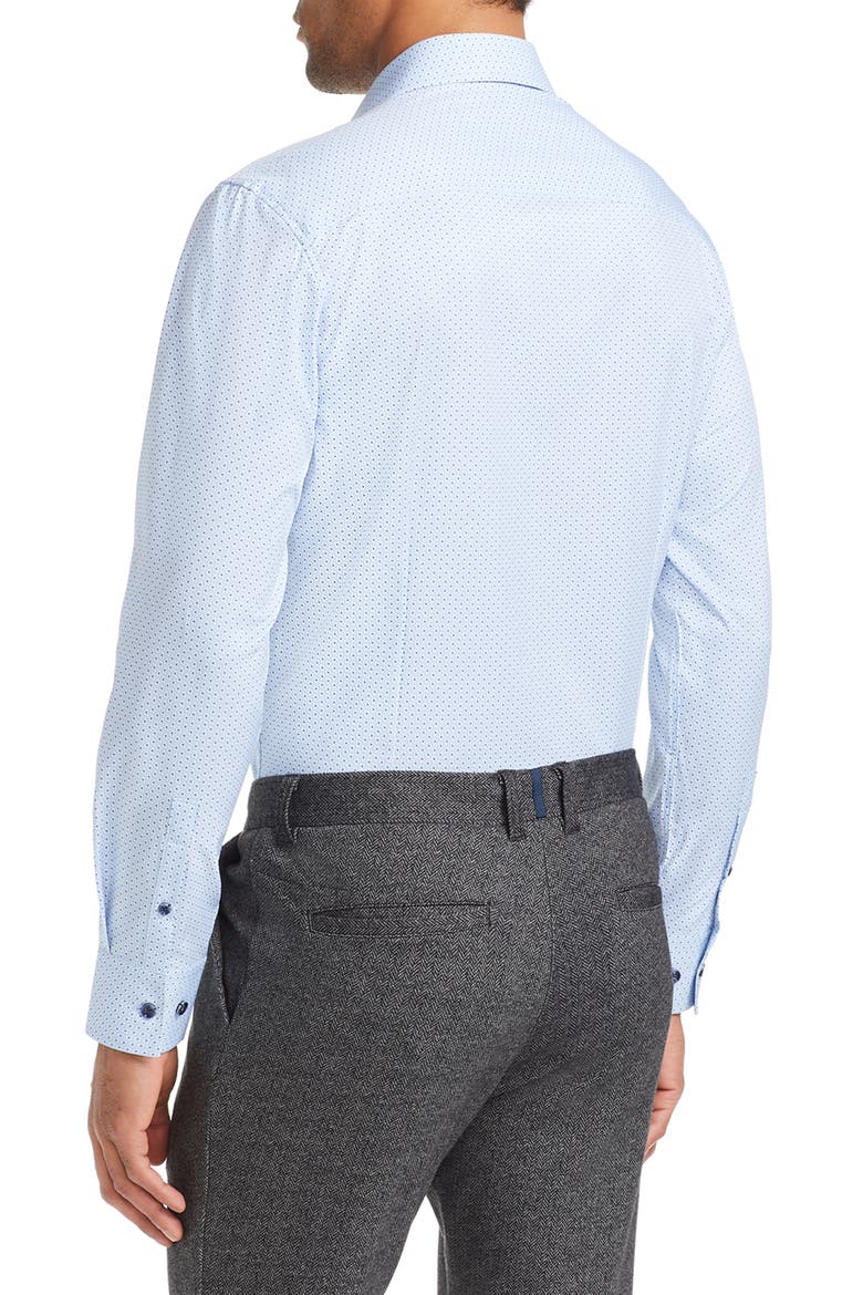 Slim Fit Geo Print Four Way Stretch Cool Temp Dress Shirt, Alternate, color, BLUE