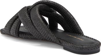 Crossover Raffia Slide Sandal