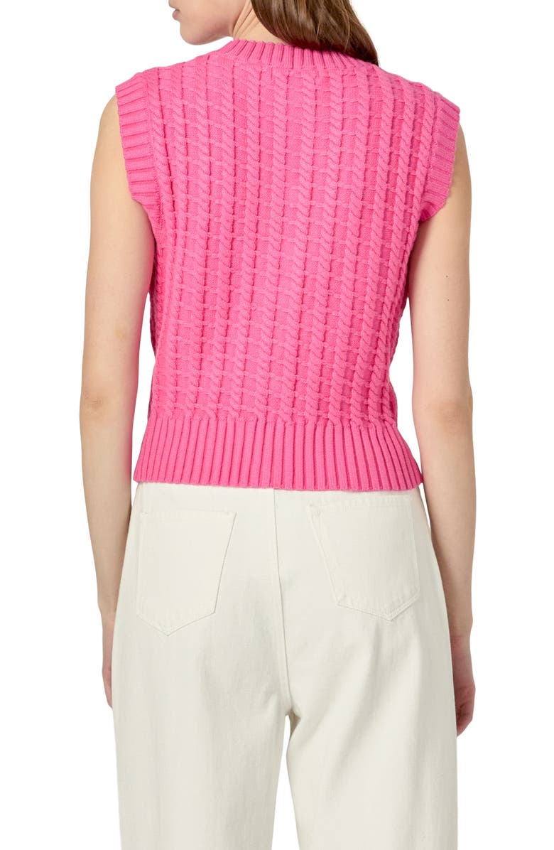 English Factory Cable Sweater Vest, Alternate, color, Pink