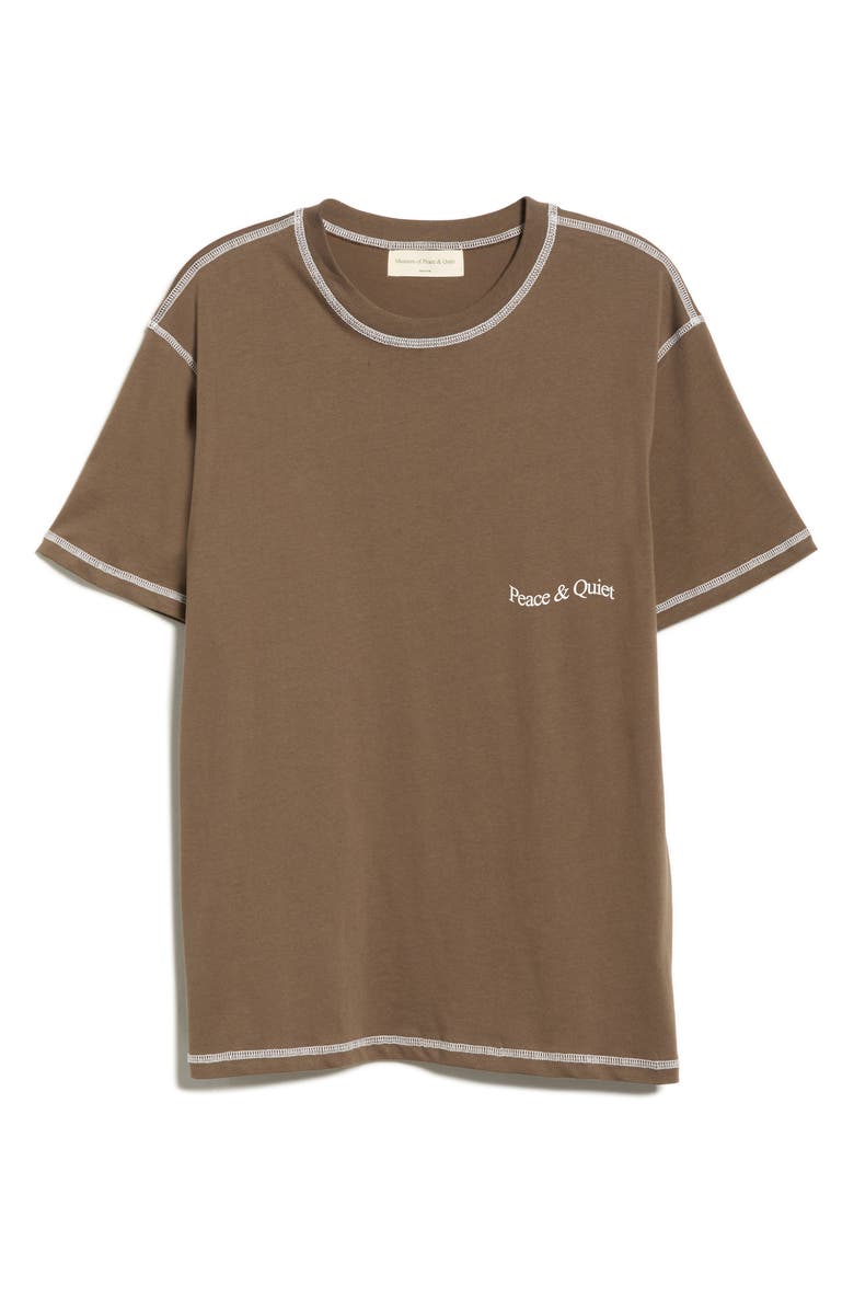 Museum of Peace & Quiet Wordmark Reverse Stitch Logo Graphic T-Shirt, Alternate, color, Brown