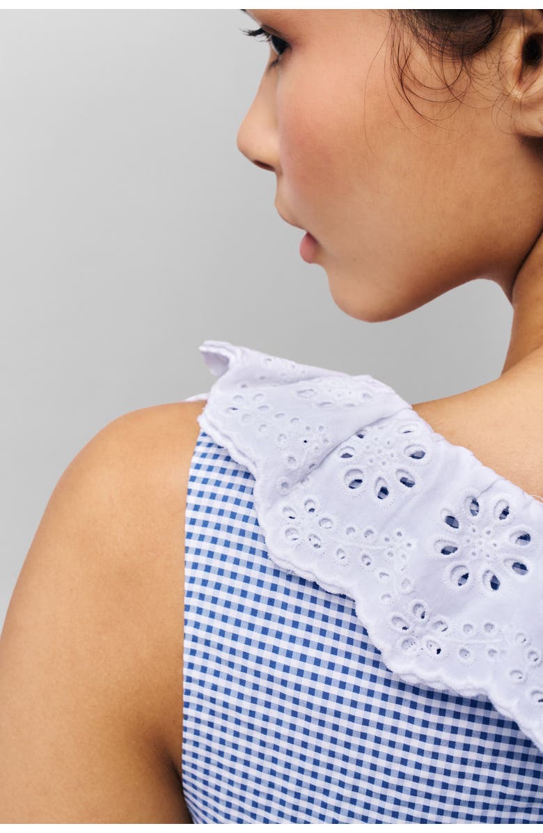 Guizio Paloma Cotton Lace Top, Alternate, color, Powder Blue Gingham