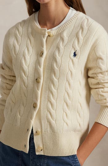 Cable Knit Wool & Cashmere Cardigan