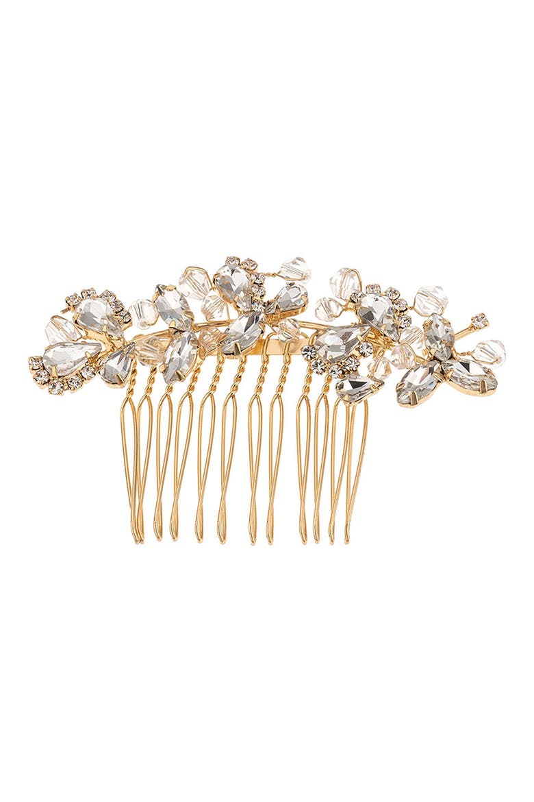 Princessa Rhinestone & Bead Hair Comb, Main, color, GOLD