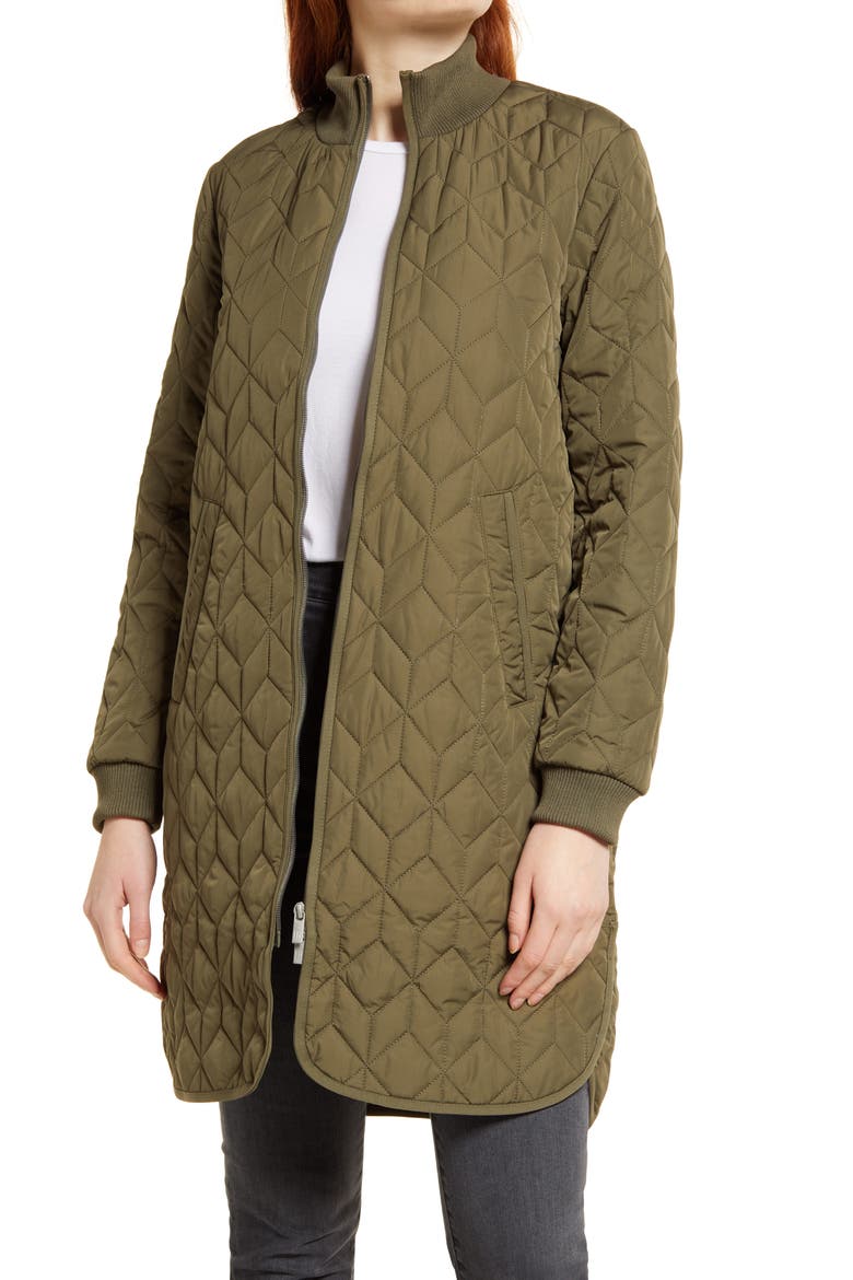 Isle Jacobsen Long Quilted Jacket, Main, color, ARMY