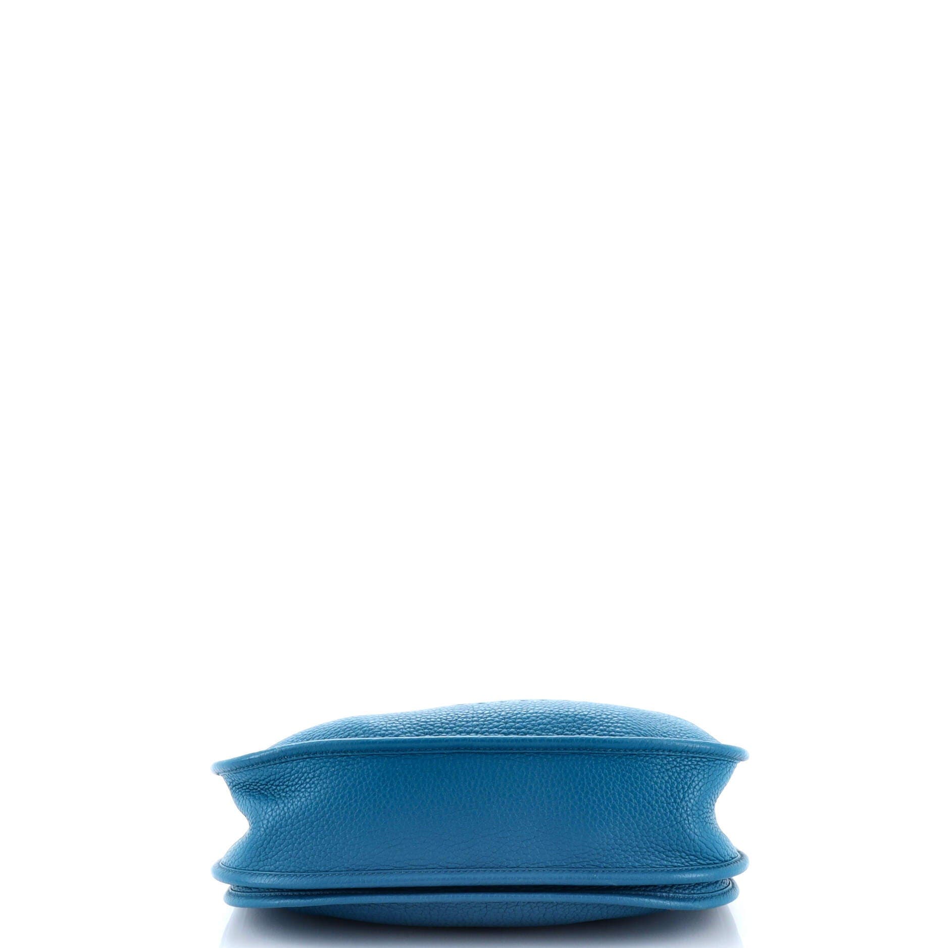 Pre-Owned Hermes Evelyne Bag Gen III Clemence PM, Alternate, color, Bleu Izmir