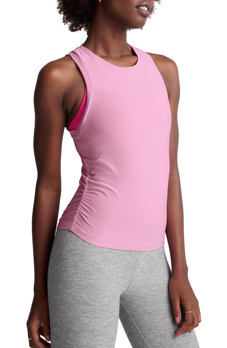 Beyond Yoga Featherweight Your Fit Ruched Tank Top, Alternate, color, Pink Haze Heather