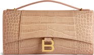 Balenciaga Hourglass Croc Embossed Leather Clutch