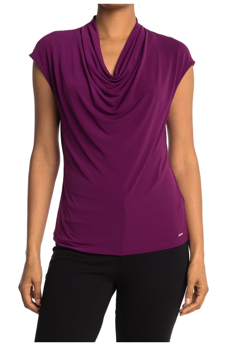 Calvin Klein Cowl Neck Cap Sleeve Blouse, Main, color,