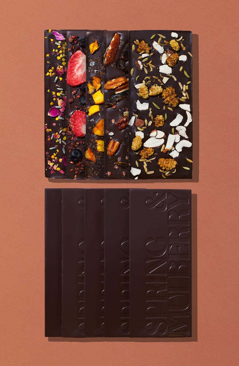 Spring & Mulberry Ultimate Holiday Collection Date Sweetened Dark Chocolate Bars 10-Piece Gift Box, Alternate, color, 