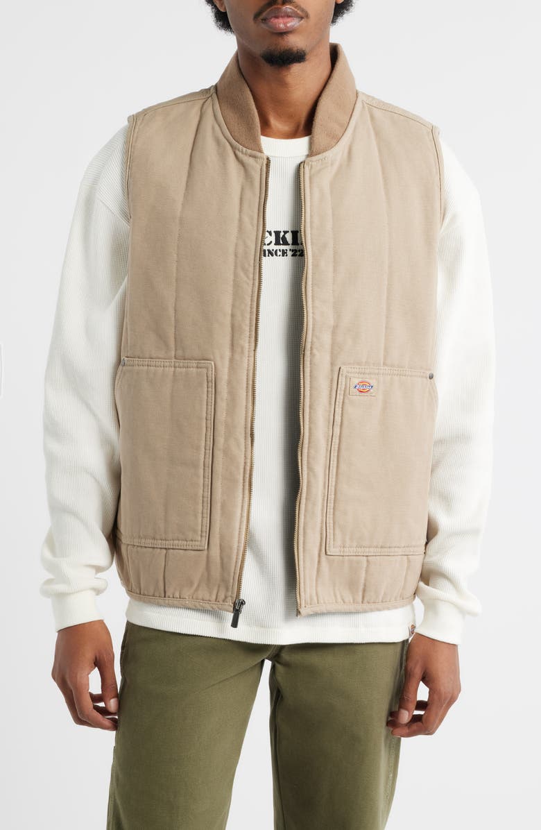 Dickies Quilted Cotton Canvas Vest, Main, color, Desert Sand