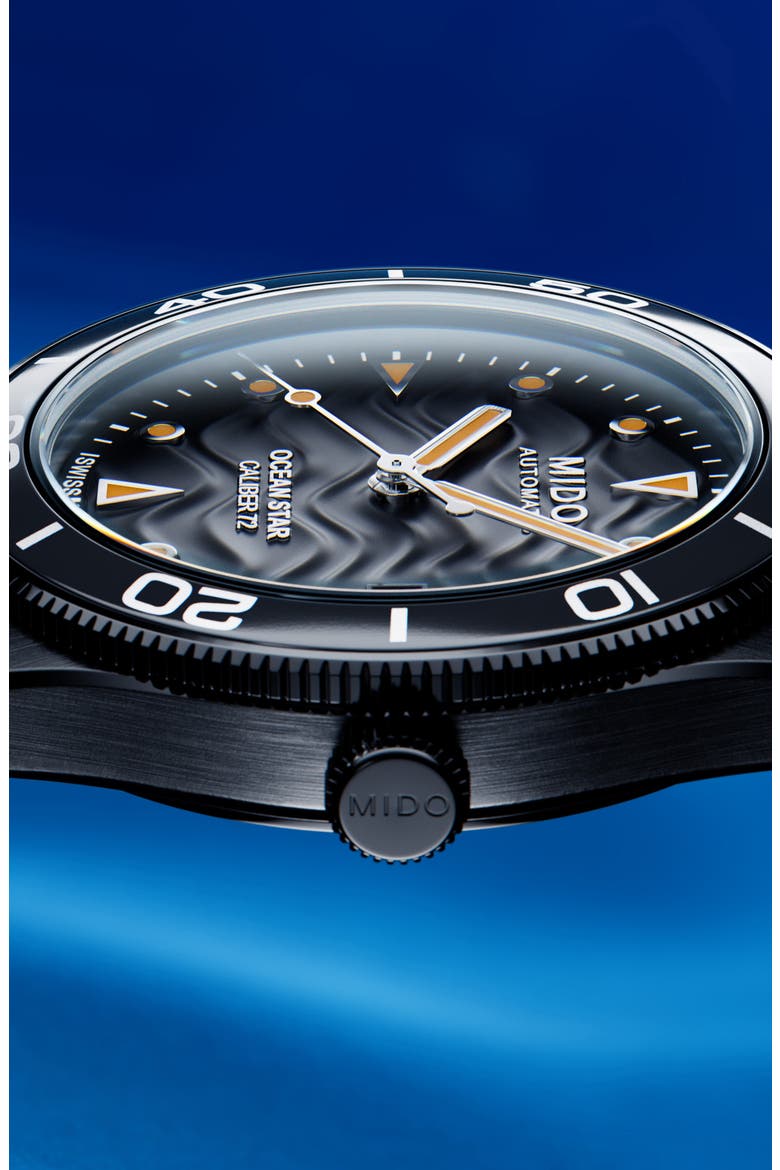 Ocean Star Automatic Rubber Strap Watch, 39mm, Alternate, color, BLACK