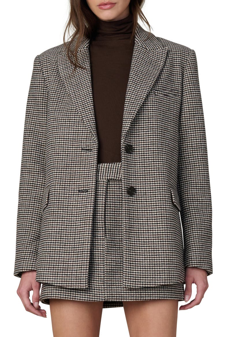 The Boyfriend Houndstooth Blazer, Main, color, BLACK/ CHOCOLATE HO