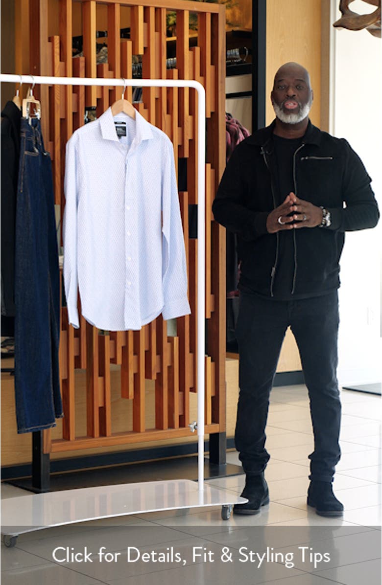 Slim Fit Duo Geo Print Performance Dress Shirt, sales video thumbnail