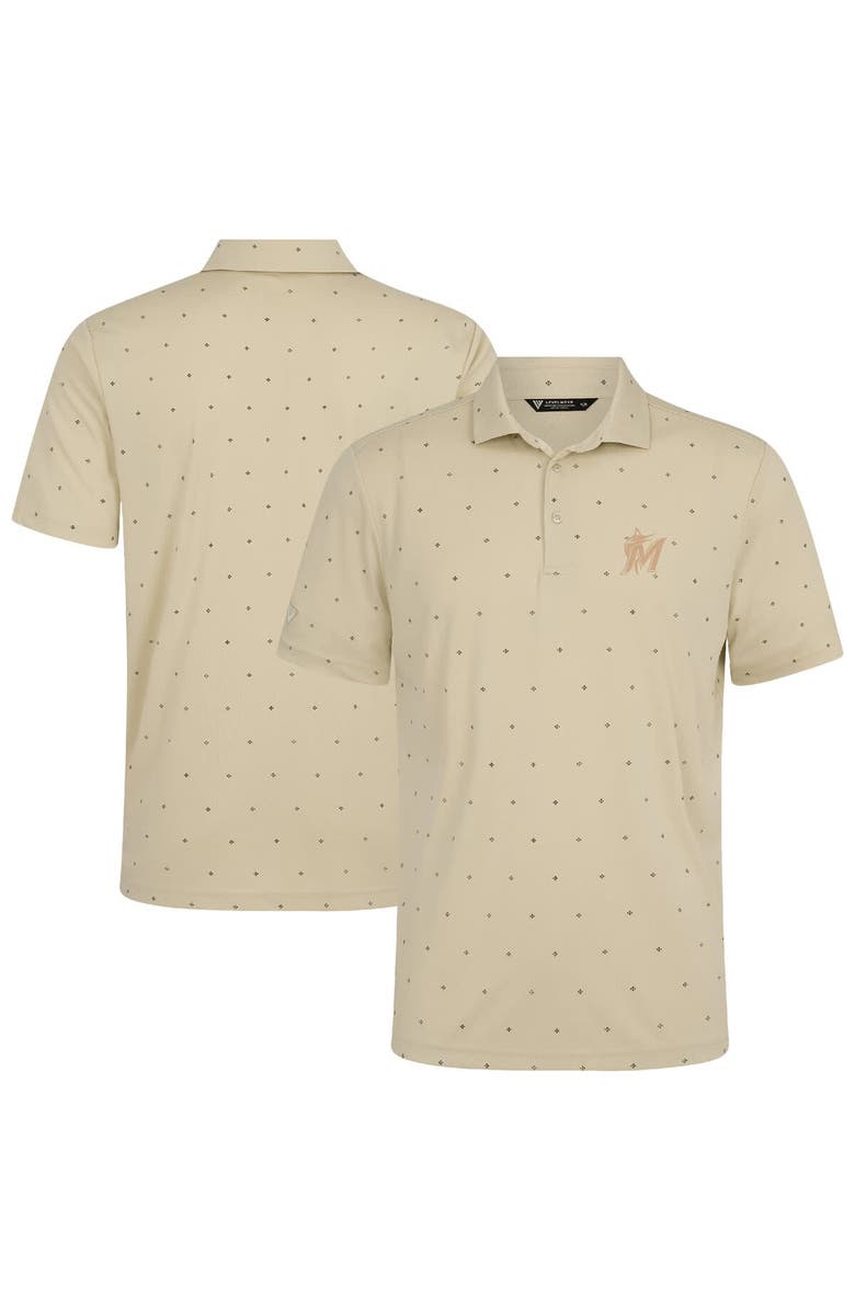 LEVELWEAR Men's Levelwear  Cream Miami Marlins Vision Polo, Alternate, color, Cream