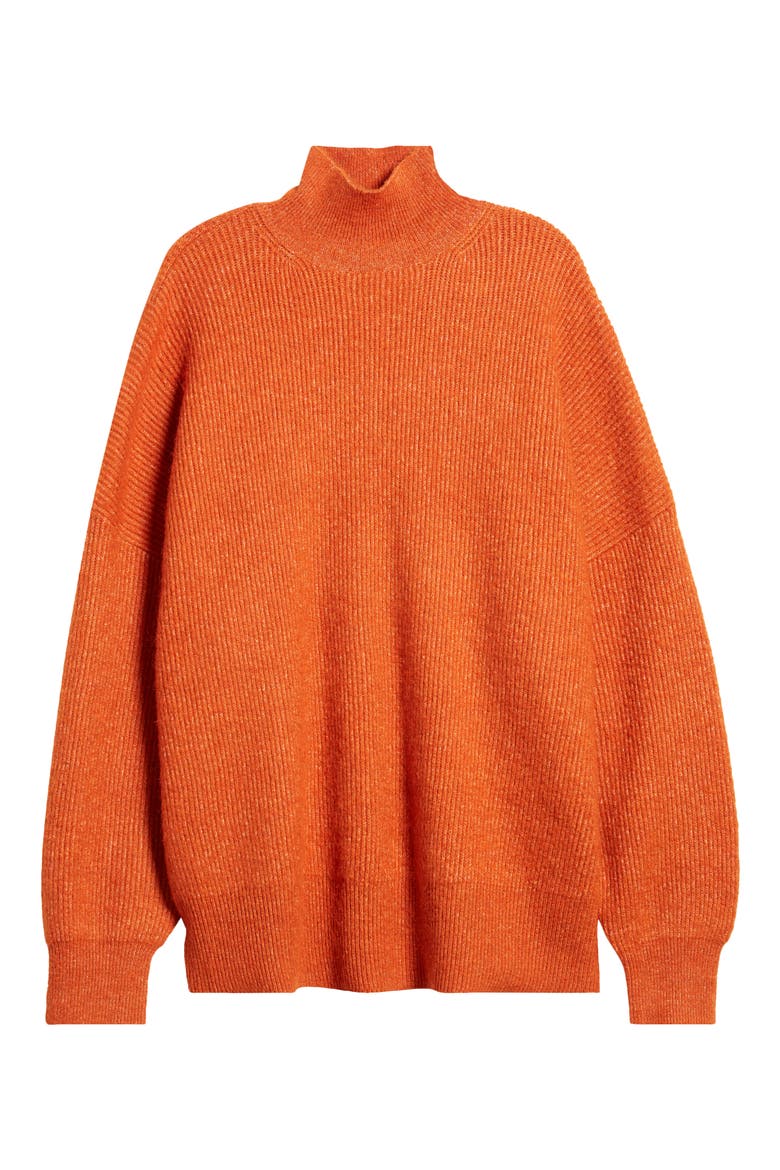 Funnel Neck Rib Sweater, Alternate, color, ORANGE