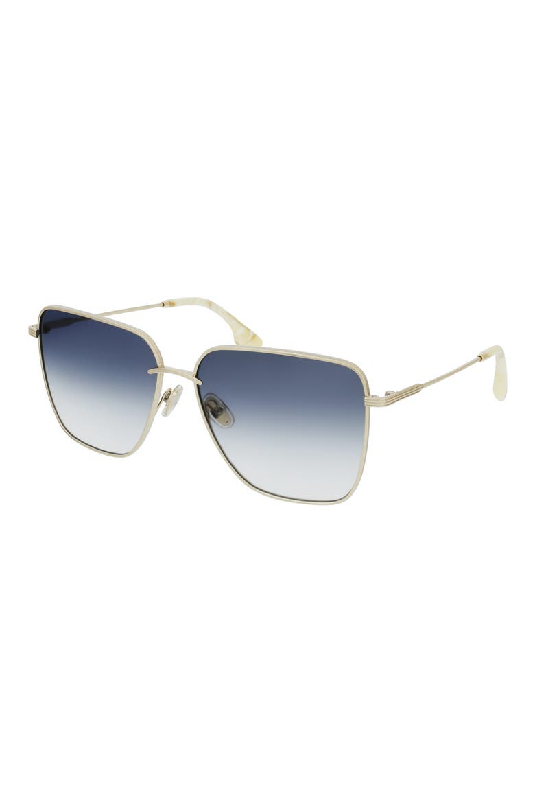 61mm Rectangular Sunglasses, Alternate, color, GOLD/ BLUE