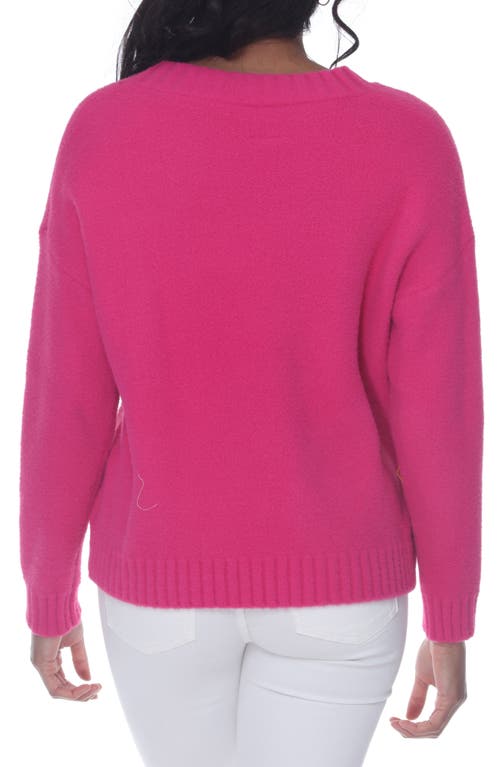 Rain And Rose Plush Crew Neck Pullover Sweater In Pink