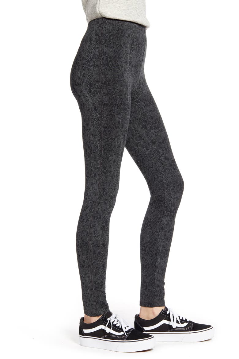 Python Print Leggings, Alternate, color, CHARCOAL