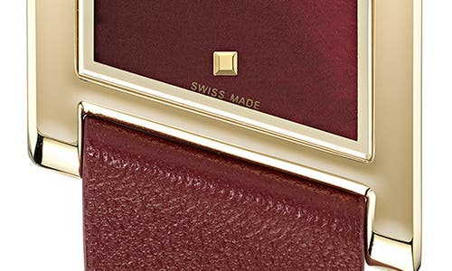Ferragamo Women's Swiss Asymetrique Burgundy Leather Strap Watch 22x36mm In Yellow Gold