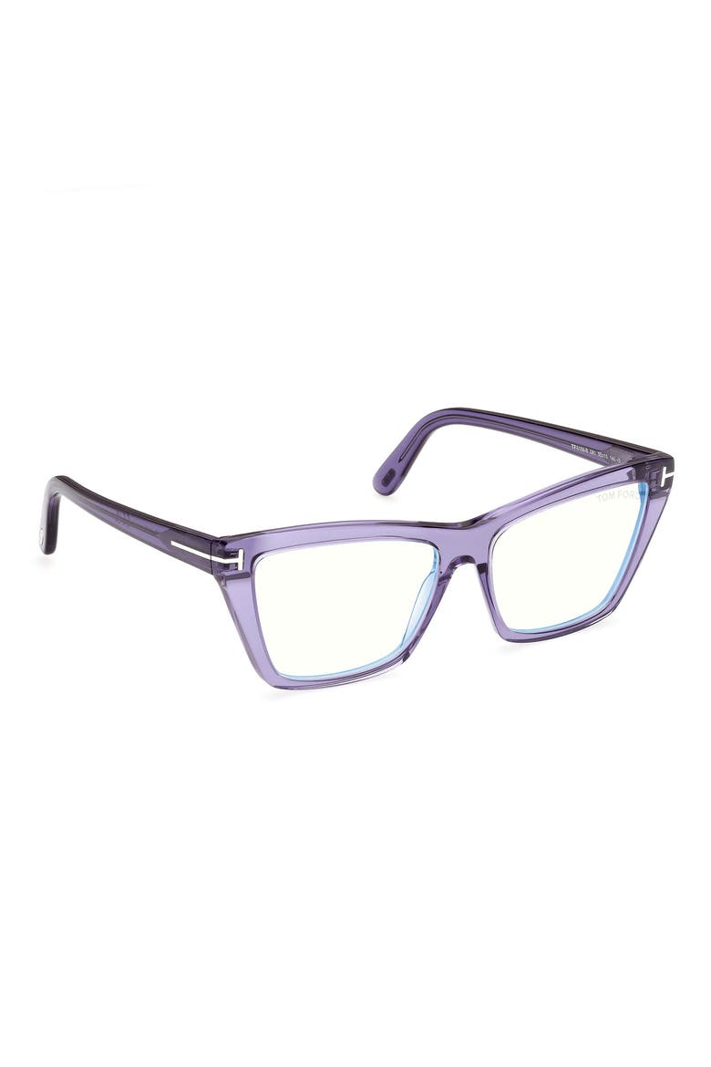 55mm Cat Eye Blue Light Blocking Glasses, Alternate, color, SHINY TRANSPARENT LAVENDAR PA