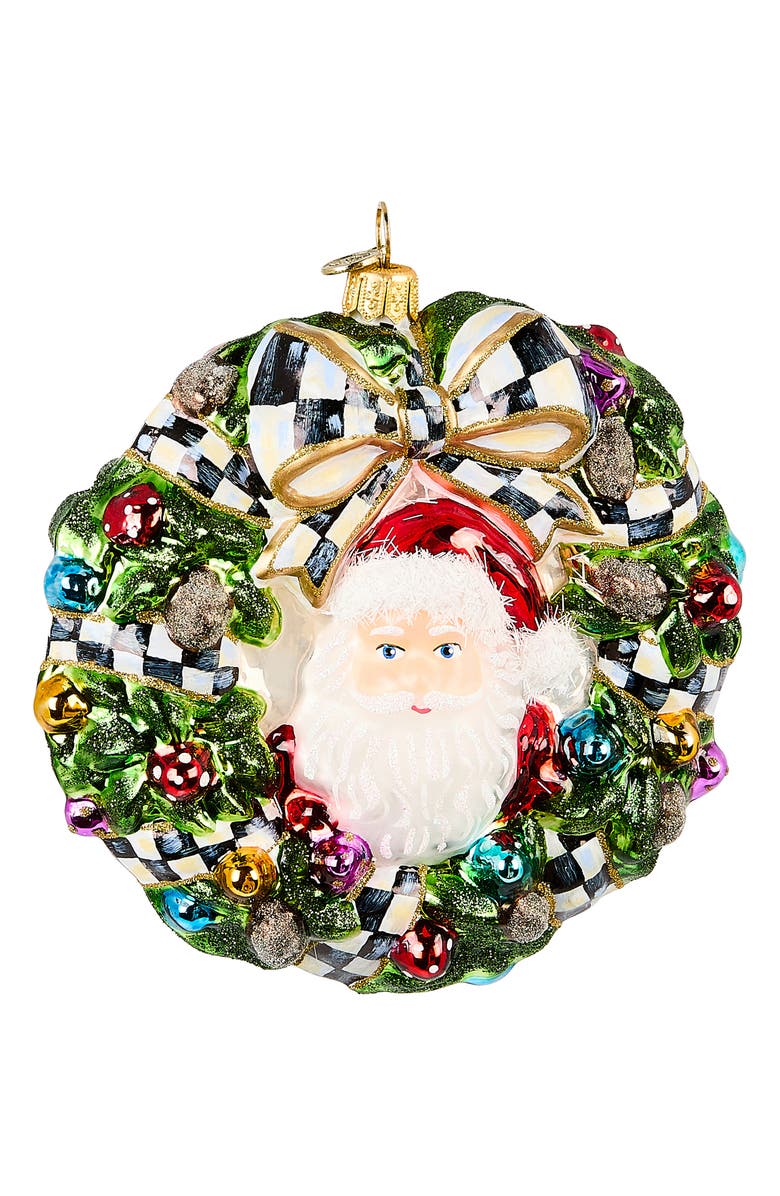 MACKENZIE CHILDS 2025 Here Comes Sants Wreath Ornament, Main, color, Green