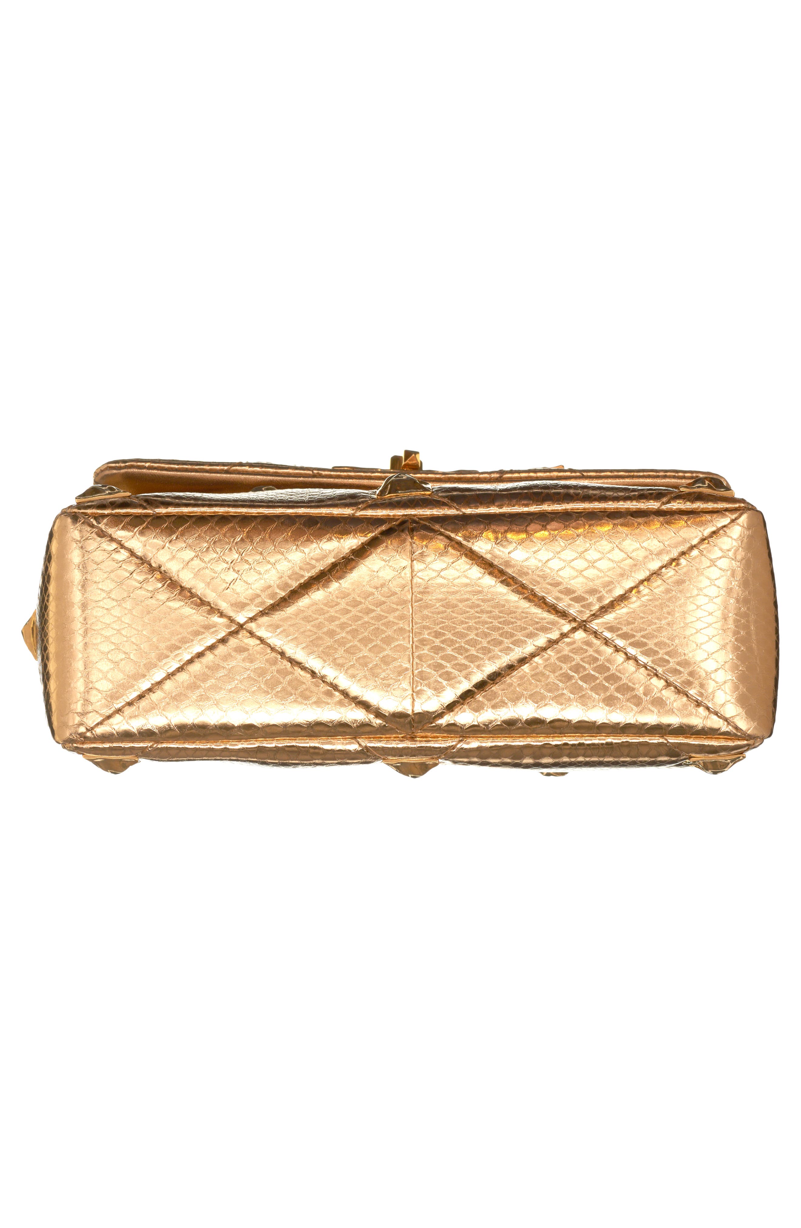 Valentino Garavani Rockstud Spike Metallic Leather Shoulder Bag, Alternate, color, 